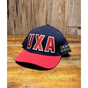 UXA Team Gold Navy & Red Snapback Hat Made In USA